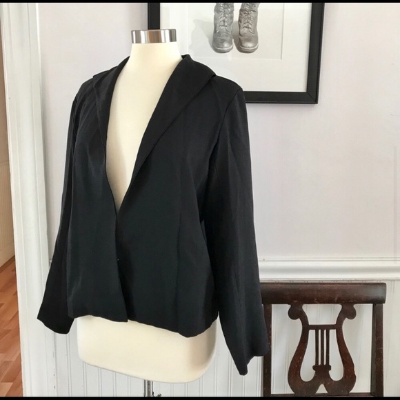 Eileen Fisher Jackets & Blazers - Eileen Fisher Black Wool Lined Open Knit Blazer Size Black Lagenlook Classic